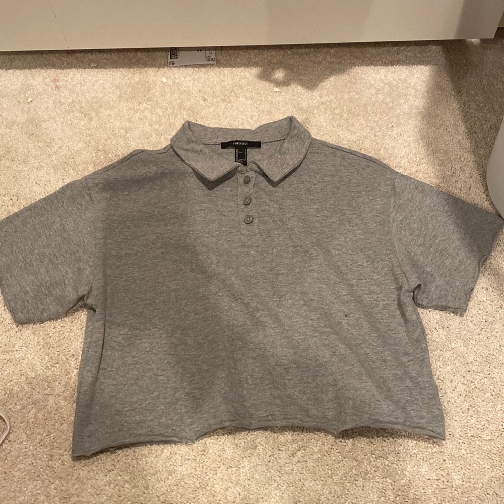 Grey Collared Forever 21 Cropped Tee